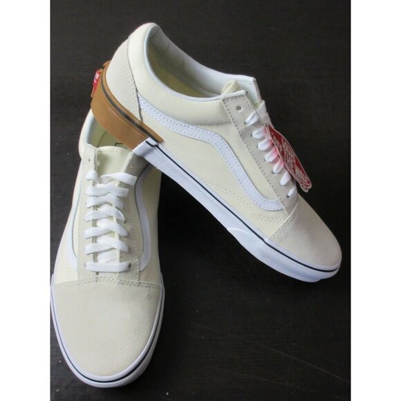Vans Women's Old Skool Gum Block Classic White Canvas Suede shoes Sizes NIB - Picture 4 of 5